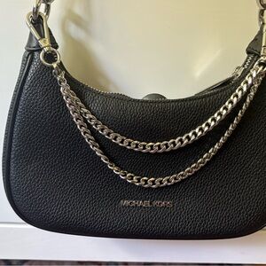 Michael Kors Black Shoulder Bag with Silver Chain